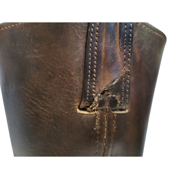 FRYE 12R Harness Boot Brown Oiled Leather Western Cowgirl Mid Calf Engineer Moto - Picture 11 of 13